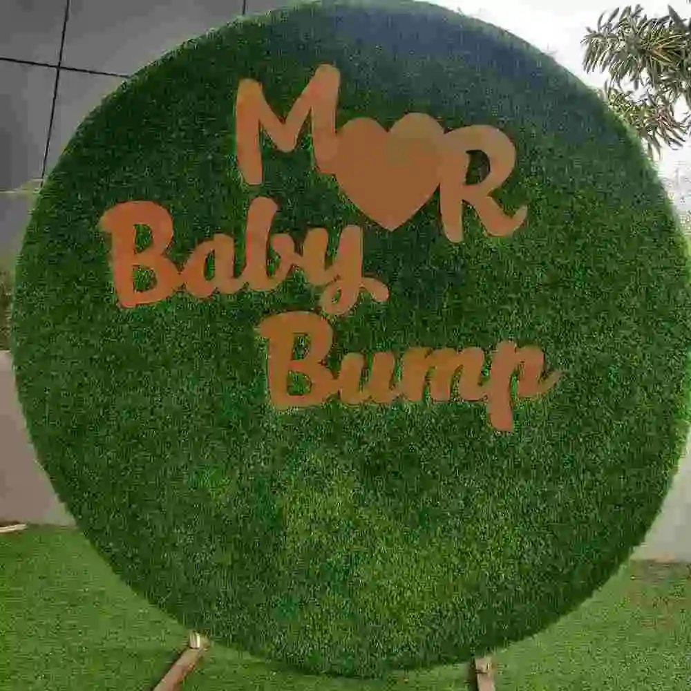 Order red-gold themed baby shower decoration set Bangalore